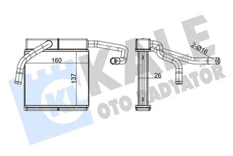 Радиатор отопителя Ford Ranger ER, EQ (98-), Ranger ET (05-)/Mazda B-Serie (98-) Kale 355185