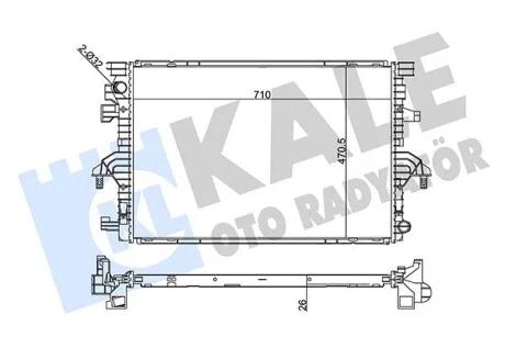 KALE VW Радіатор системи охолодження двигуна CALIFORNIA T6 CAMPER, MULTIVAN VI, TRANSPORTER / CARAVELLE VI, TRANSPORTER VI 2.0/2.0D 04.15- Kale 355905