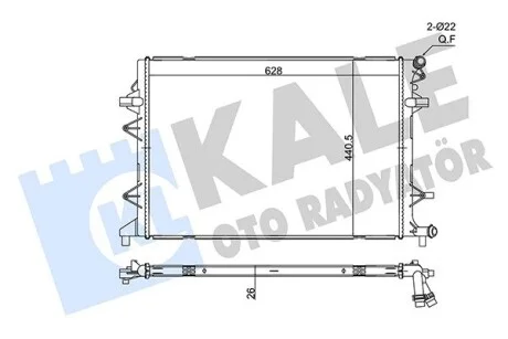 KALE VW Радіатор охолодження BEETLE (5C1, 5C2) 1.4, 2.0 14-, CADDY IV 2.0 15-, SKODA Kale 356340