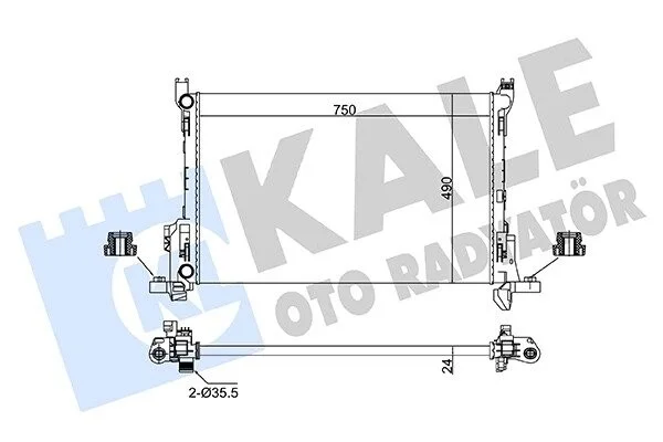 Радіатор охолодження двигуна Renault Trafic III (14-)/Opel Vivaro (14-)/Fiat Talento (16-) 1.6DCi KALE OTO RADYATOR Kale 363085 (фото 1)