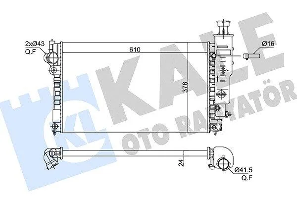 KALE PEUGEOT Радіатор охолодження двиг. PEUGEOT 405 1.4-2.0 92- Kale 363130 (фото 1)