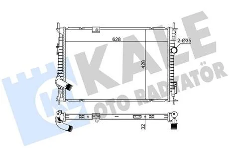 Радіатор охолодження двигуна (паяний) Nissan Qashqai (07-) 1.6i, 1.6DCi KALE OTO RADYATOR Kale 363185
