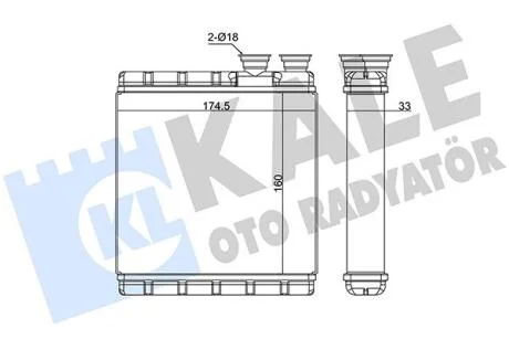 KALE VW Радіатор опалення POLO VI 1.0, 1.5, 1.6, 2.0 17-, T-CROSS 1.0, 1.5, 1.6 18-, AUDI, SEAT Kale 370630