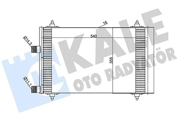 KALE CITROEN Радіатор кондиціонера (конденсатор) C4 I, C5 I, Peugeot 307 Kale 385600 (фото 1)