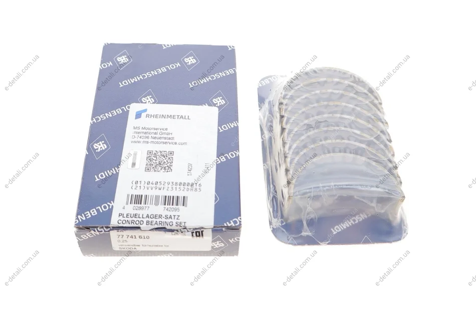 Вкладиші шатунні Skoda Fabia I/Octavia I 1.4 99-03 (+0.25) KOLBENSCHMIDT 77741610 (фото 1)