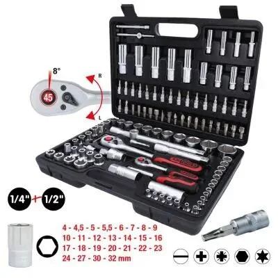 Комплект торцевих ключів 1/4"+1/2" 108 шт KS TOOLS 911.0708 (фото 1)