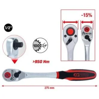 Тріскачка 1/2" Monster 100 зубців KS TOOLS 935.1290
