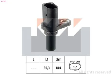 Датчик р/вала, к/вала (аналог EPS 1.953.221/Facet 9.0221) KW 453 221