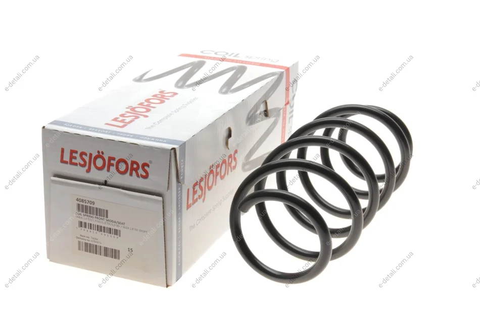 Пружина (передня) Skoda Fabia 1.4-1.6TDI/1.9SDI/TDI/2.0 99-14/Roomster 1.2TDI/1.6TDI/1.9TDI 06-15 LESJOFORS 4085709 (фото 1)