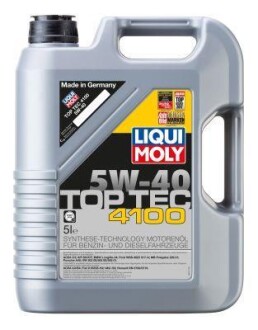 Олива моторна TOP TEC 4100 5W-40, API SN, ACEA C3, 5л LIQUI MOLY 9511