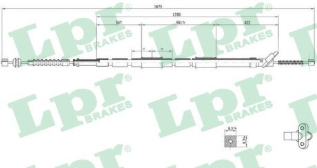 Трос ручного тормоза LPR C0861B