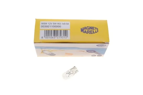 Автолампа Magneti Marelli W5W W2,1x9,5d 5 W прозрачная MAGNETI MARELLI 003921100000