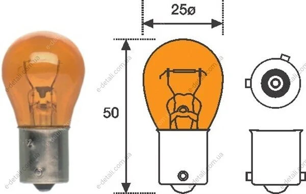 Автолампа Magneti Marelli PY21W BAU15s 21 W оранжевая MAGNETI MARELLI 008507100000 (фото 1)