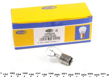 Автолампа Magneti Marelli P21/4W BAY15d 5 W 21 W прозрачная MAGNETI MARELLI 008537100000