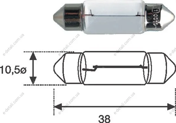 Автолампа Magneti Marelli B2,4W SV8,5-8 10 W прозрачная MAGNETI MARELLI 009461100000 (фото 1)
