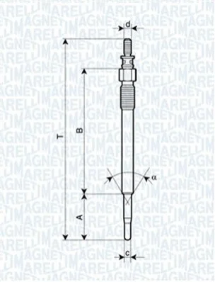 Свічка розжарювання CITROEN C1,C2,C3,C4,C5,XSARA FORD FIESTA V,FUSION,FOCUS II MAZDA 2 PEUGEOT 107,206,307,407,1007 [] MAGNETI MARELLI 062900022304 (фото 1)