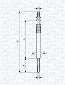 Свічка розжарювання CITROEN C1,C2,C3,C4,C5,XSARA FORD FIESTA V,FUSION,FOCUS II MAZDA 2 PEUGEOT 107,206,307,407,1007 [] MAGNETI MARELLI 062900022304