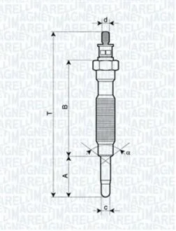 Свічка розжарювання HYUNDAI 2,5 MITSUBISHI 2,3/2,5 NISSAN 2,3/2,5 MAGNETI MARELLI 062900072304