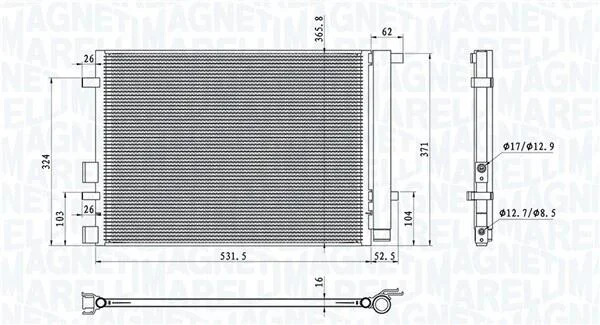 HYUNDAI Радіатор кондиціонера (конденсатор) i20 I 1.2, 1.4, 1.6 08- MAGNETI MARELLI 350203100700 (фото 1)