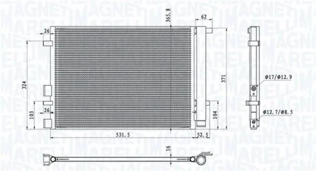HYUNDAI Радіатор кондиціонера (конденсатор) i20 I 1.2, 1.4, 1.6 08- MAGNETI MARELLI 350203100700