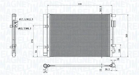 HYUNDAI Радіатор кондиціонера (конденсатор) i20 1.2/1.4 12- MAGNETI MARELLI 350203100800