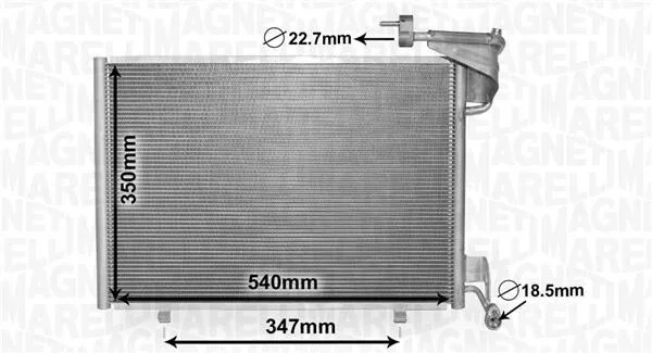 FORD Радіатор кондиціонера (конденсатор) B-MAX 1.0 12-, FIESTA VI 1.0 12-, TRANSIT COURIER B460 1.0 14- MAGNETI MARELLI 350203870000 (фото 1)