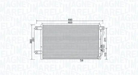MITSUBISHI Радіатор кондиціонера (конденсатор) L200 2.0, 2.4, 2.5 96- MAGNETI MARELLI 350203987000