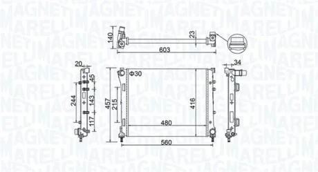 FIAT Радіатор сист. охолодженння 500 0.9-1.4 07-, PANDA, FORD MAGNETI MARELLI 350213151100