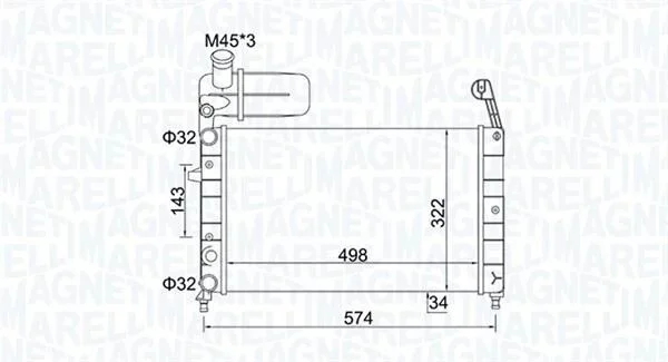 FIAT радіатор охолодження Tempra,Tipo 1.4/1.6 88- MAGNETI MARELLI 350213154400 (фото 1)