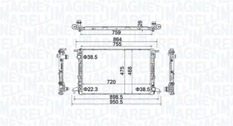 AUDI Радіатор охолодження двиг. A4 Allroad B9 3.0 16-, A5, A6, A7, A8, Q7 MAGNETI MARELLI 350213154900