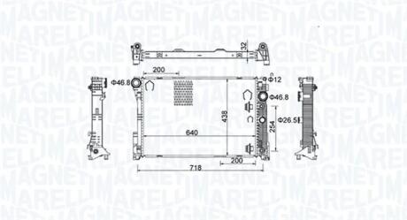 DB Радіатор сист. охолодження двигуна W204, W212 MAGNETI MARELLI 350213159800