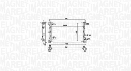 FORD радіатор водяного охолодження FOCUS 1.4 1.6 1.8 98- MAGNETI MARELLI 350213159900