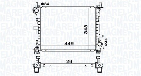 FORD Радіатор охолодження FOCUS I Turnier (DNW) 1.6 16V 99-04 MAGNETI MARELLI 350213160300