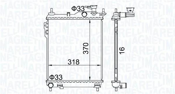 HYUNDAI радіатор охолодження Getz 1.1/1.6 02- MAGNETI MARELLI 350213162400 (фото 1)