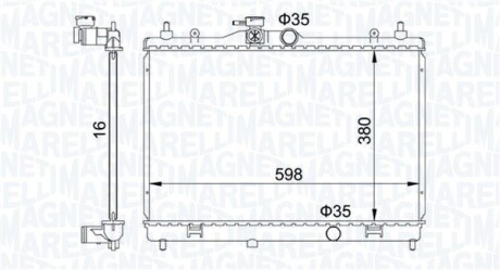 NISSAN радіатор охолодження Cube,Juke,Tiida 1.6/1.8 07- MAGNETI MARELLI 350213168300