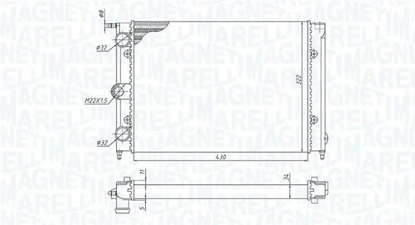 VW Радіатор охолодження GOLF II 83- MAGNETI MARELLI 350213187300 (фото 1)