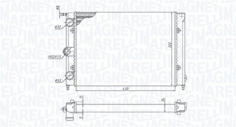 VW Радіатор охолодження GOLF II 83- MAGNETI MARELLI 350213187300