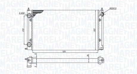 Радіатор двигуна SEAT TOLEDO I (1L) 1,6 VW CADDY I (14) 1,5 1,6 1,8 GOLF I* (17) 1,6 1,8 1,6D GOLF II* (19E/1G MAGNETI MARELLI 350213187500