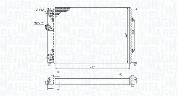 VW радіатор Golf III 1,4 91- MAGNETI MARELLI 350213187700 (фото 1)