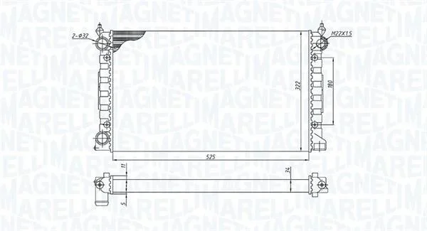 Радіатор двигуна VW PASSAT III (3A2/35I) 1,6 1,8 PASSAT VARIANT MAGNETI MARELLI 350213189600 (фото 1)