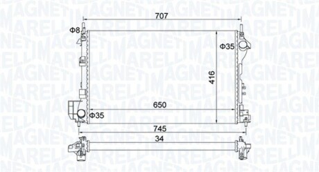 Радиатор системы охлаждения MAGNETI MARELLI 350213195700