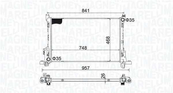 Радіатор, система охолодження двигуна MAGNETI MARELLI 350213207800 (фото 1)