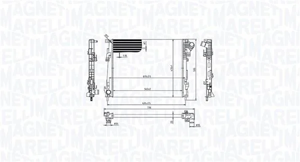Радіатор, система охолодження двигуна MAGNETI MARELLI 350213213600 (фото 1)