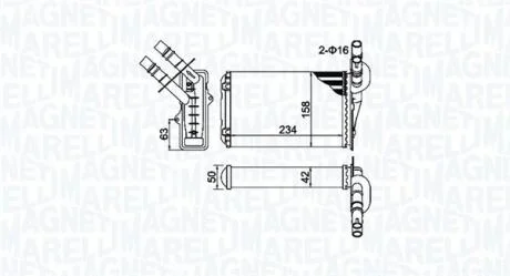 Теплообмінник, система опалення салону MAGNETI MARELLI 350218404000
