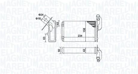 RENAULT радіатор опалення R19 I,II,Clio I, MAGNETI MARELLI 350218405000