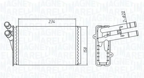 VW радіатор пічки Passat 96- AUDI 80/A4 MAGNETI MARELLI 350218409000