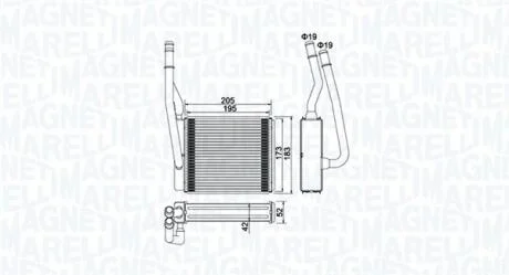 Теплообмінник, система опалення салону MAGNETI MARELLI 350218414000