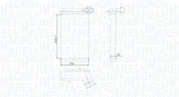 Теплообмінник, система опалення салону MAGNETI MARELLI 350218422000 (фото 1)