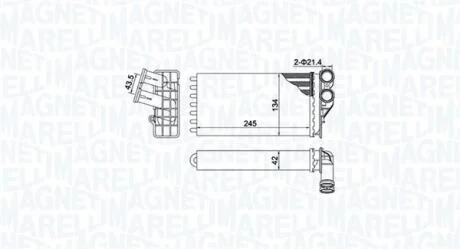 Теплообмінник, система опалення салону MAGNETI MARELLI 350218430000