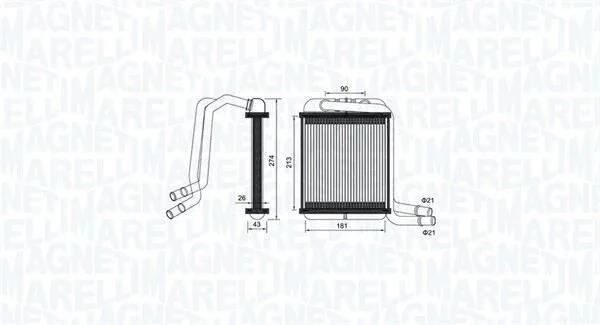 VW радіатор опалення Multivan,T5 03- MAGNETI MARELLI 350218458000 (фото 1)